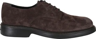 Hogan Brown H704 Embossed Logo Suede Rubber Sole Lace-Up Shoes