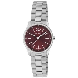 Gucci Womens G-Timeless YA1265069 Red Dial 29mm Ladies Watch - Silver Stainless Steel - One Size