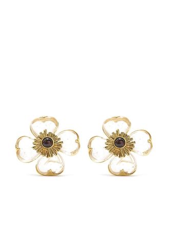 Goossens floral-motif garnet earrings - Gold