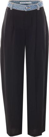Alexander Wang Black Straight-Leg Denim Waistband Pants