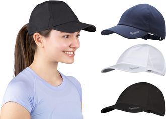 TrailHeads Womens Running Hat with UV Protection | UPF 50 Hats | Summer Hats for Women | Outdoor Hats - White-Black-Navy