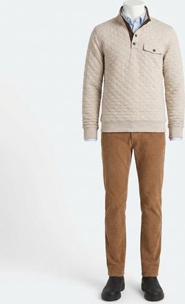 Faherty Epic Quilted Fleece Pullover Sweatshirt In Oatmeal Melange