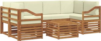 vidaXL Conjunto De Sof&aacute;s De Exterior 7 Uds. Natural Y Crema Vidaxl