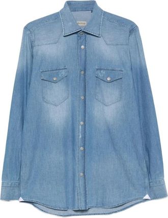 Sartorio Napoli Western-stijl Denim Shirt - Heren - Spijkeroverhemden - Blauw - M - Denim - Overhemden