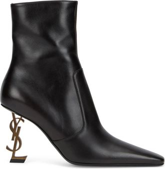 Saint Laurent Schoenen, Dames, Zwart, 38 EU, Leer, Logo Enkellaars