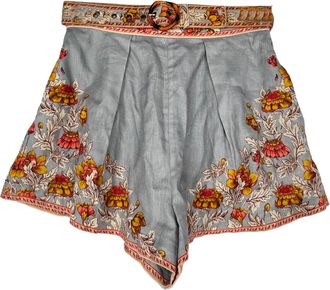 Zimmermann Andie Tuck Floral-Print Shorts in Multicolor Linen