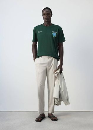 Mango Maglietta 100% cotone stampata verde biliardo - Uomo - XXL - MANGO MAN