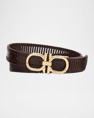 Ferragamo Men & apos;s Woven Leather Gancini-Buckle Belt
