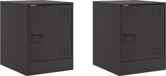vidaXL Mesitas De Noche 2 Unidades Acero Negro 34,5x39x44 Cm Vidaxl