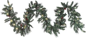 Beliani Guirnalda LED verde blanco 270 cm material sintético Navidad piñas bayas Wapta