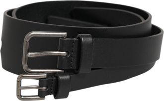 Dolce & Gabbana Zwarte Dubbele Strap Leren Gesp Herenriem
