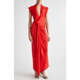 Victoria Beckham Asymmetric Twist Detail Silk Dress in Cardinal Red at Nordstrom, Size 2 Us