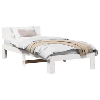 Berkfield Home White Bed Frame with Headboard White 90x200 cm Solid Pine Wood