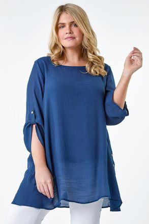 Roman Button Detail Woven Top