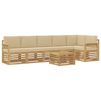 vidaXL Conjunto De Sof&aacute;s De Exterior 7 Pcs Y Beige 59 X 59 X 37 Cm Vidaxl