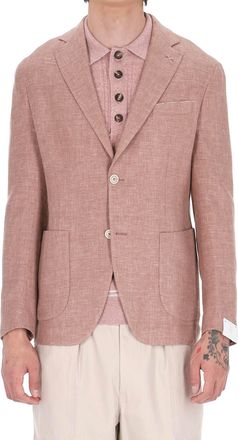 Eleventy Cross-Ply Salmon Linen-Wool-Silk Blazer