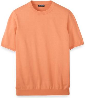 Paul Fredrick Supima Cotton Crew Neck Sweater in Coral at Nordstrom, Size Large