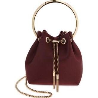 Jimmy Choo London Bon Bon Satin Top Handle in Deep Merlot/Light Gold at Nordstrom