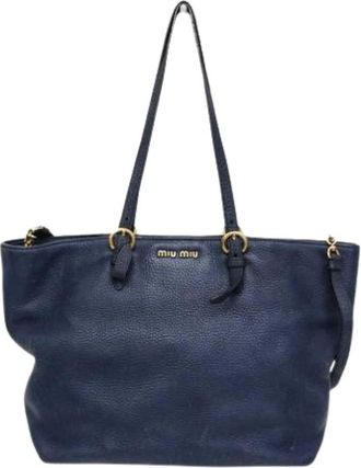 Miu Miu Pre-owned Tote Bags, female, Blue, Size: ONE SIZE Pre-owned Leather shoulder-bags