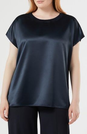 Marina Rinaldi Mrs. Lirica Mixed Media T-Shirt in Midnight Blue at Nordstrom, Size Xx-Large