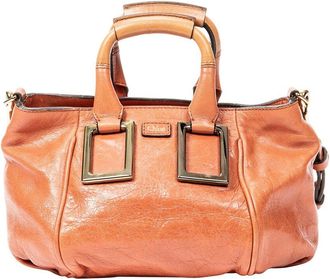 Chlo&eacute; Orange & Tan Calfskin Leather Mini Ethel Calfskin Leather (Authentic Pre-Loved)