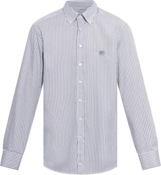 Etro Gestreepte Overhemd - Heren - Zakelijke Overhemden - Wit - 4XL - Katoen - Overhemden
