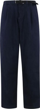 White Sand Pantaloni in cotone con pieghe - Blu
