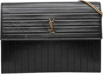 Saint Laurent Pre-owned Victoire Shoulder Bag - Dames - Vintage Clutch - Zwart - ONE Size - Leer - Vintage