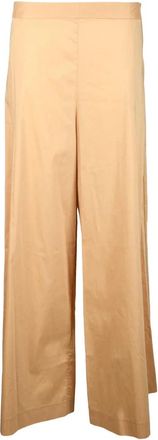 Liviana Conti Cropped Wide-Leg Trousers with Smooth Waistband and Subtle Pleats