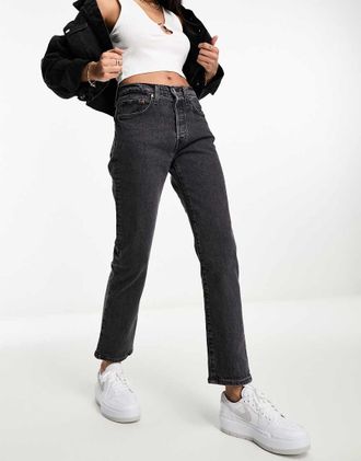 Levi's 501 - Jeans dritti taglio corto nero slavato-Grigio