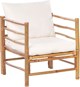 Beliani Garden Armchair CERRETO Bamboo Wood Off-White