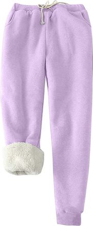 Generic tracksuit bottom women Fleece Joggers for Women UK Fluffy Sherpa Lined Thermal Sweatpants Elastic Waisted Jogging Pants Winter Thick Warm Tracksuit Bo