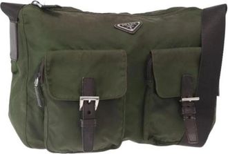 Prada Pre-owned Cross Body Bags, female, Green, Size: ONE SIZE Pre-owned Nylon Cross Body Bag