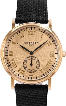 Patek Philippe Pre-owned Patek Philippe Calatrava Hand Wind Gold Dial Mens Watch 5022J-001