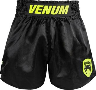 OEM Pantalones Cortos Venum Muay Thai Classic Evo, Negros/ne&oacute;n, Talla M
