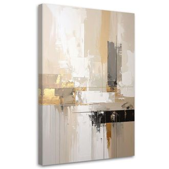 Feeby Cuadro En Lienzo Abstracci&oacute;n Beige Con Textura De Estilo Boho 70x100