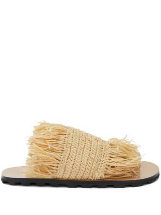 Jil Sander flat straw sandals - women - Straw - 37 - Neutrals