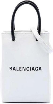Balenciaga Pre-owned Mini Shopping Phone Holder - Dames - Vintage Shopper - Wit - ONE Size - Leer - Vintage