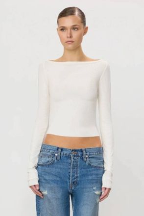 &Eacute;terne Long Sleeve Boatneck Top In Cream