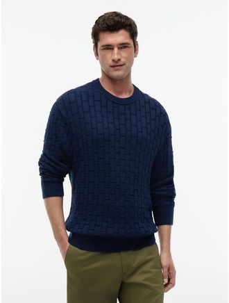 Tommy Hilfiger Mens Relaxed Fit Crewneck Sweater - Light Navy - M