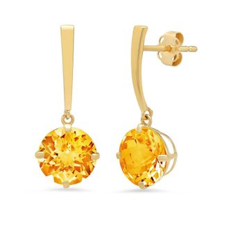 MAX + STONE 14k Yellow Gold Solitaire Round-Cut Gemstone Drop Earrings (8mm)