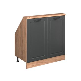 Vicco Armario De Cocina Para Techo Inclinado R-line, Antracita Casa De Campo/roble Kraft Dorado, 80 Cm Con 2 Puertas, Vicco