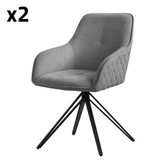 ML Design 2x Sillas de comedor giratoria color gris tapizado de tela tejida