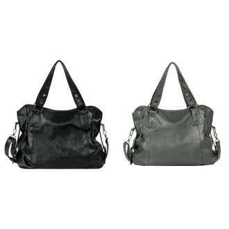 Generic PU Leather Shoulder Bag Womens Retro Crossbody Bag with Rivets Large Capacity for Work Shopping Travel