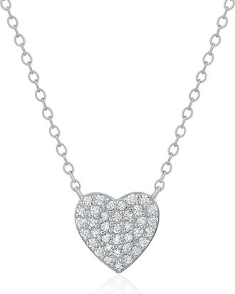 Crislu Pavé Cubic Zirconia Heart Pendant Necklace in Pure Platinum/Clear Stone at Nordstrom, Size 16