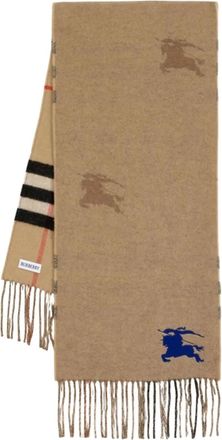 Burberry knight-logo fringe scarf - Neutrals
