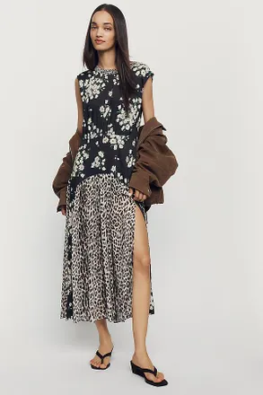 Rixo Coralie Mixed Print Midi Dress