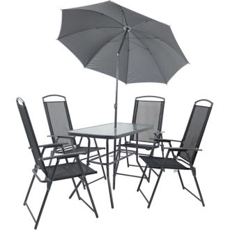 ebuy24 Vcm 5pcs Muebles De Jard&iacute;n Set Grupo De Asientos Grupo De Comedor 1xmesa, 4x Sillas Mesa Dimensiones Aprox. Al. 70 X An. 110 X P. 55 Cm Juego Hochlehn