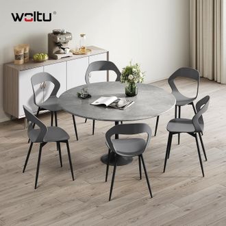 Woltu Woltu Juego De 6 Sillas De Comedor, Cocina Y Sal&oacute;n De Pp Y Metal, Gris
