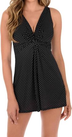 Miraclesuit Pin Point Marais Knot Front Swimdress In Black White